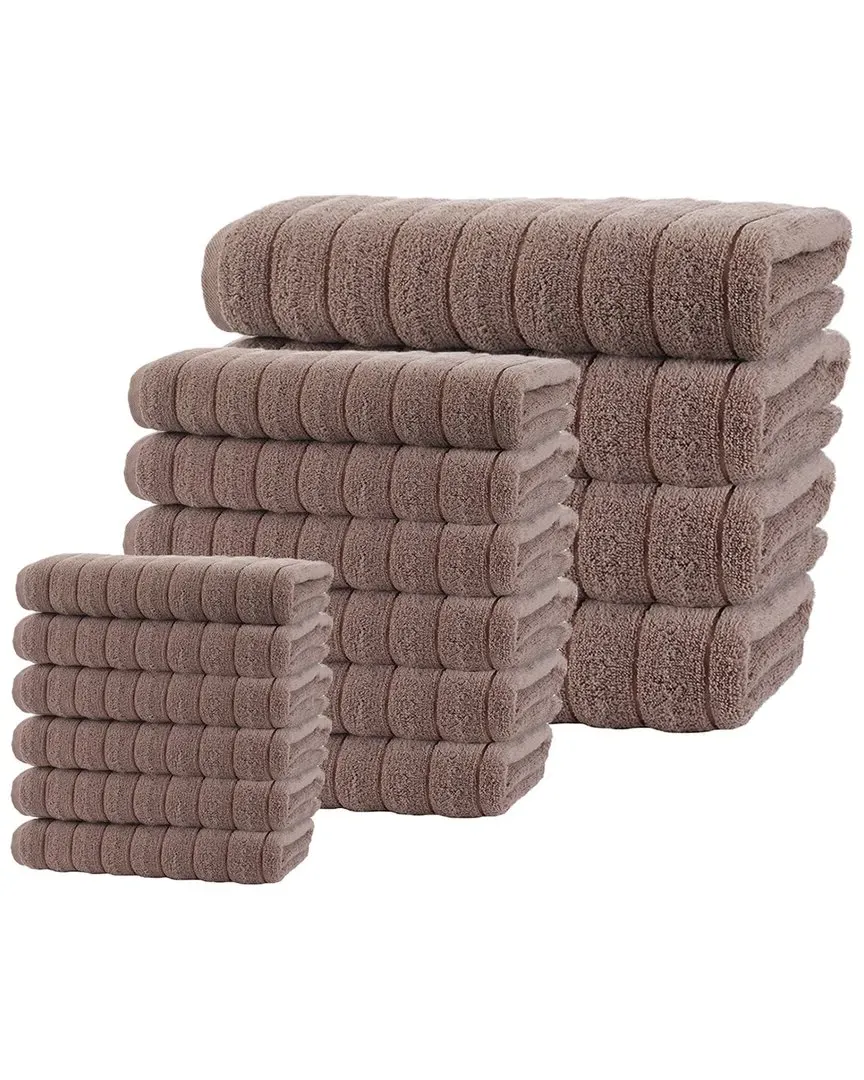Vague 16pc Towel Set - Beige, Turkish Cotton