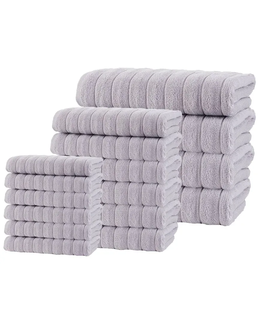 Vague 16pc Towel Set - Silver, Turkish Cotton