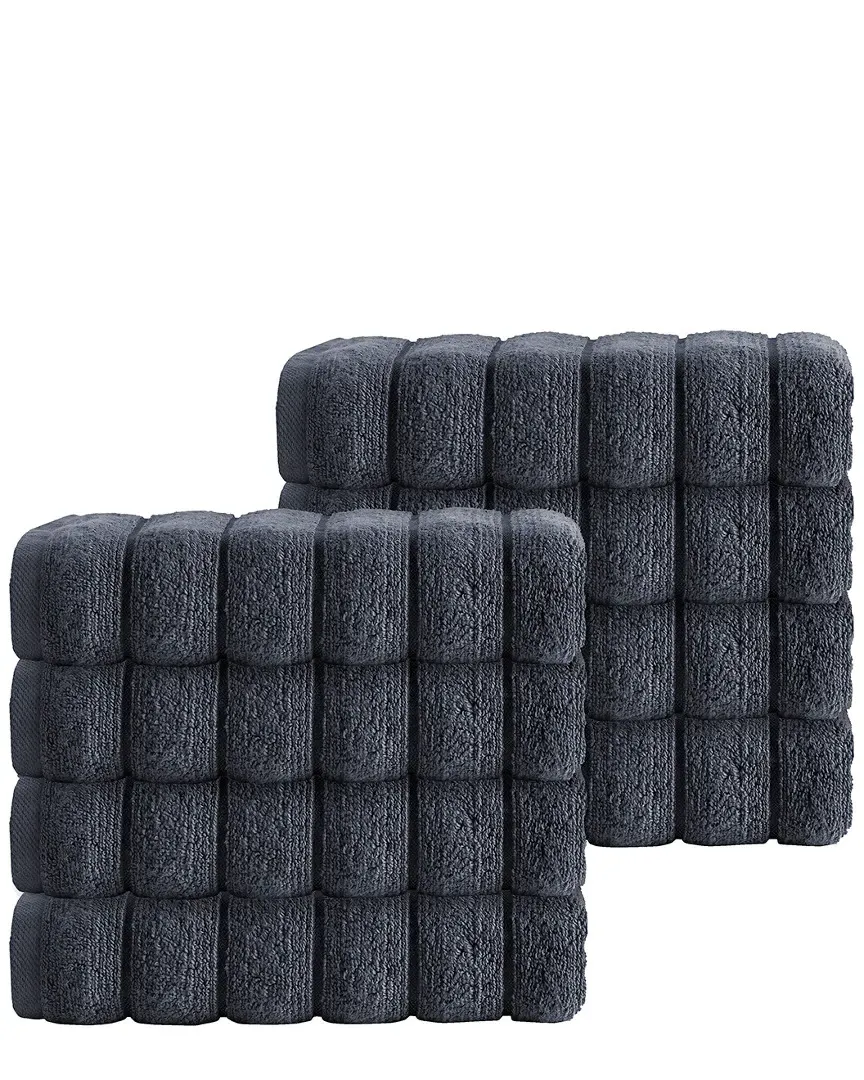 Vague Set of 8 Hand Towels - Anthracite, Turkish Cotton image