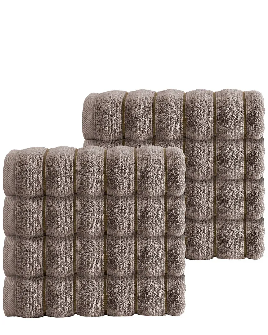 Vague Set of 8 Hand Towels - Beige, Turkish Cotton