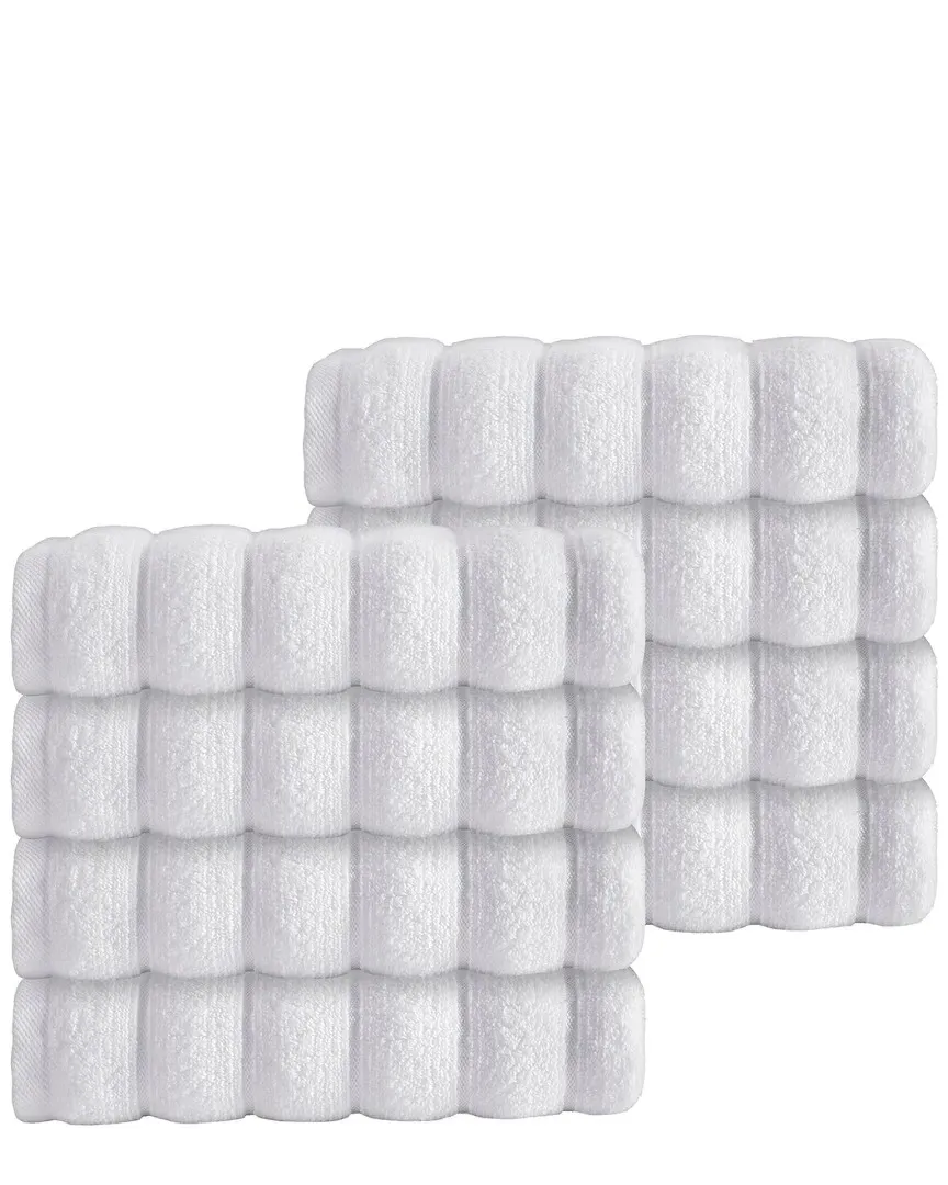 Vague Set of 8 Hand Towels - White, Turkish Cotton