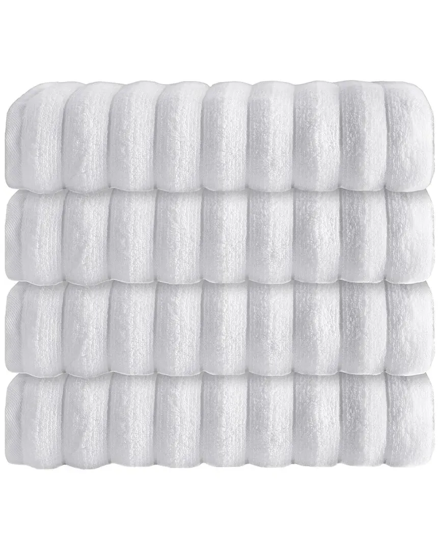 Vague Turkish Cotton 4pc Hand Towels - White