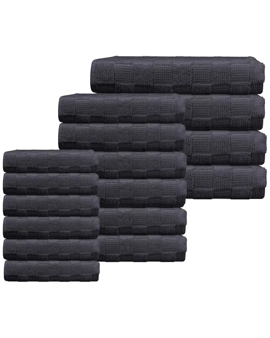 Waffle Terry 16-Piece Turkish Towel Set - Grey, Cotton image