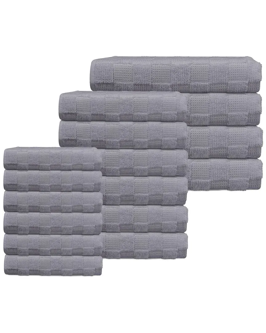 Waffle Terry 16-Piece Turkish Towel Set - Silver, Cotton