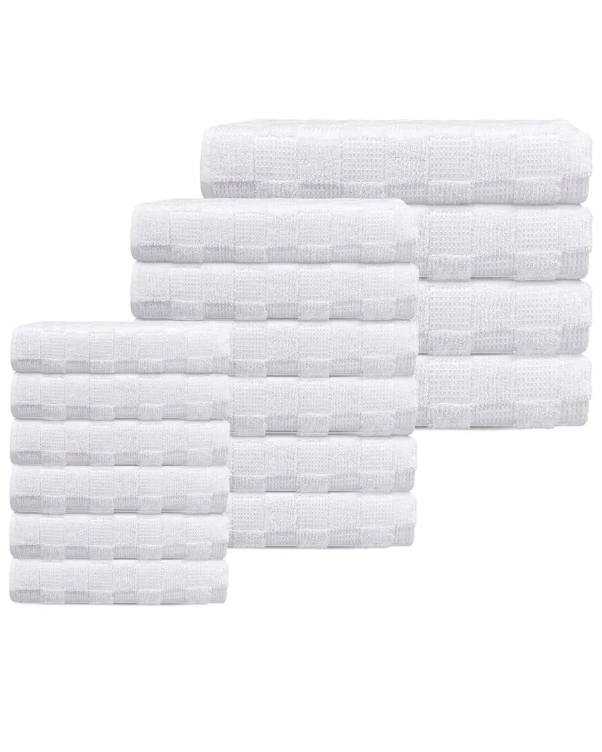 Waffle Terry 16-Piece Turkish Towel Set - White, Cotton