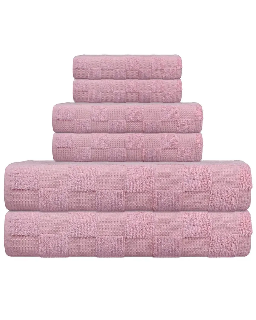 Waffle Terry Set of 6 Turkish Towels - Pink, Cotton image