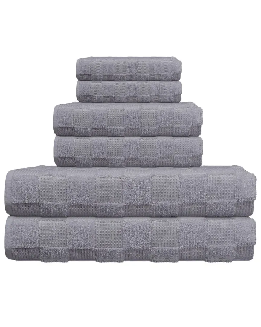 Waffle Terry Set of 6 Turkish Towels - Silver, Cotton