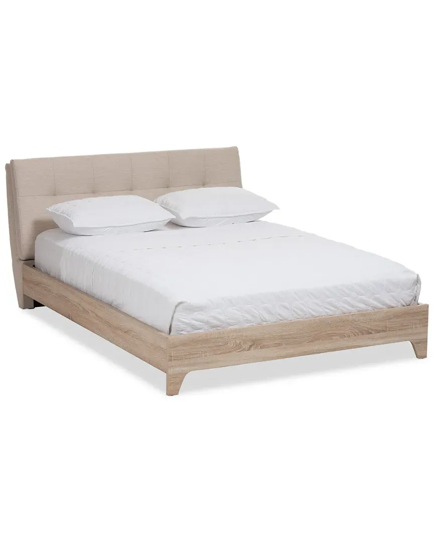 Adelia Queen Platform Bed - Light Beige