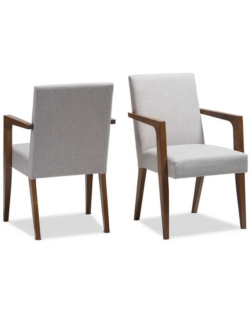 Andrea Set of 2 Armchairs - Greyish Beige, Walnut image