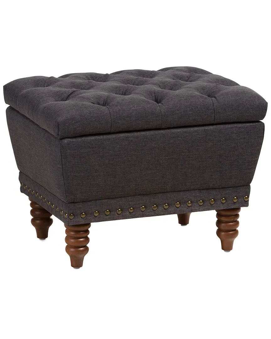 Annabelle Storage Ottoman with Button Tufting - Dark Grey image