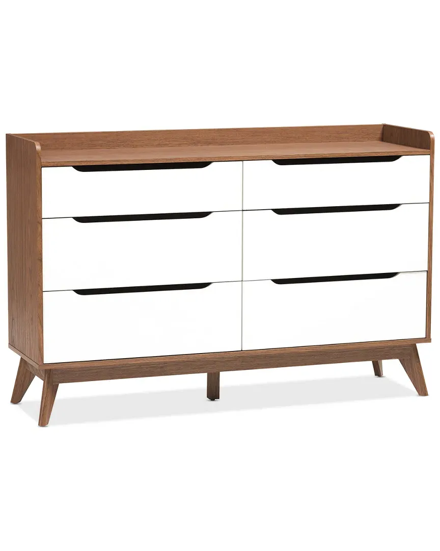 Brighton 6-Drawer Storage Dresser - White, Walnut image