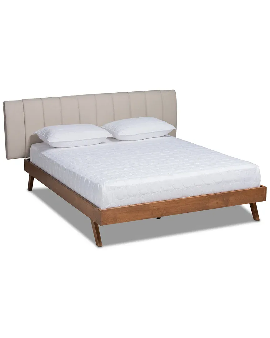 Brita King Size Bed Frame - Beige, Walnut image