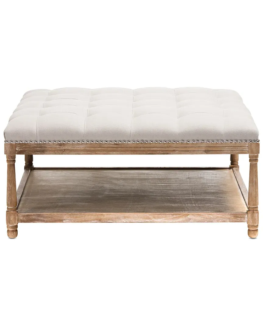 Carlotta Coffee Table Ottoman - Beige, Oak image