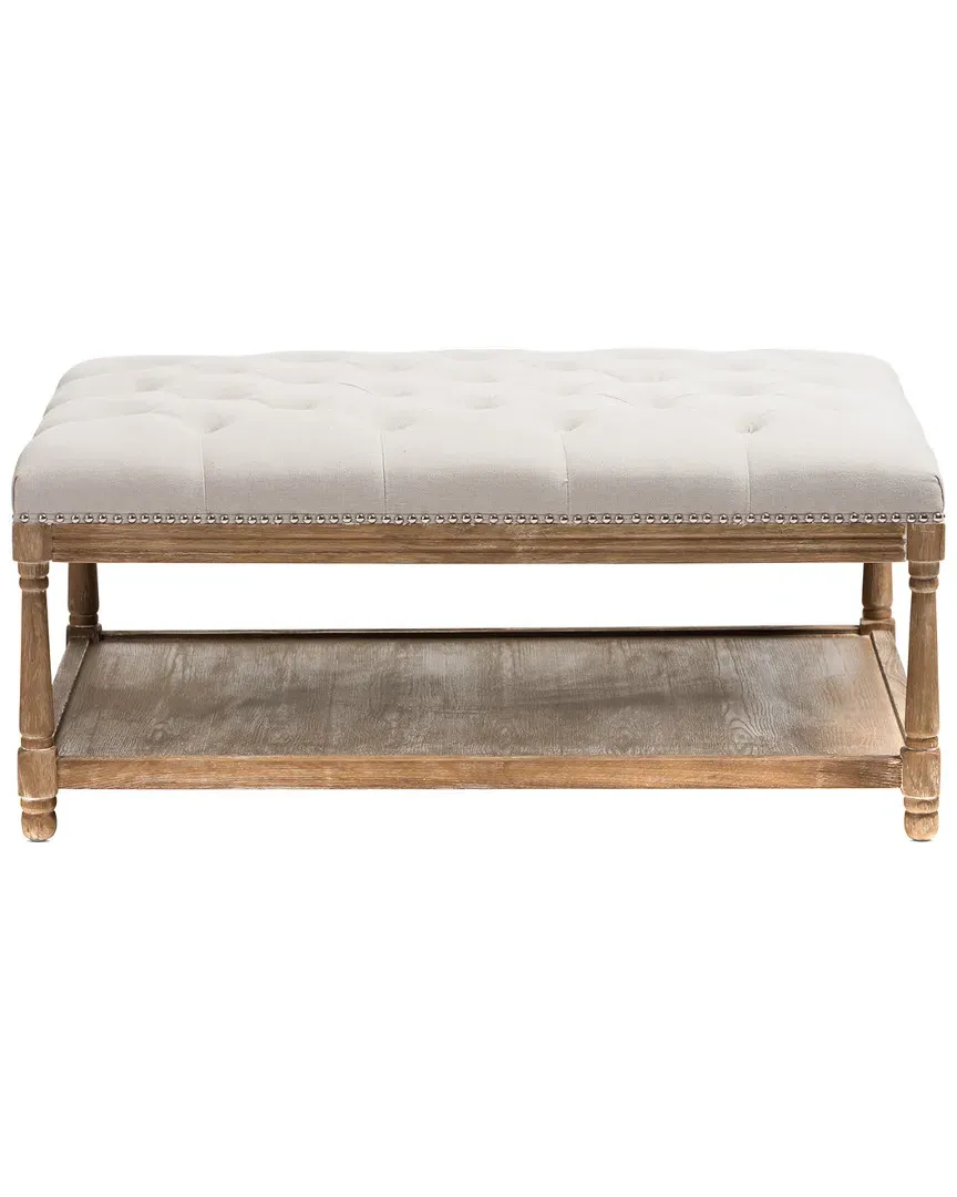 Carlotta Coffee Table Ottoman - Beige, Oak