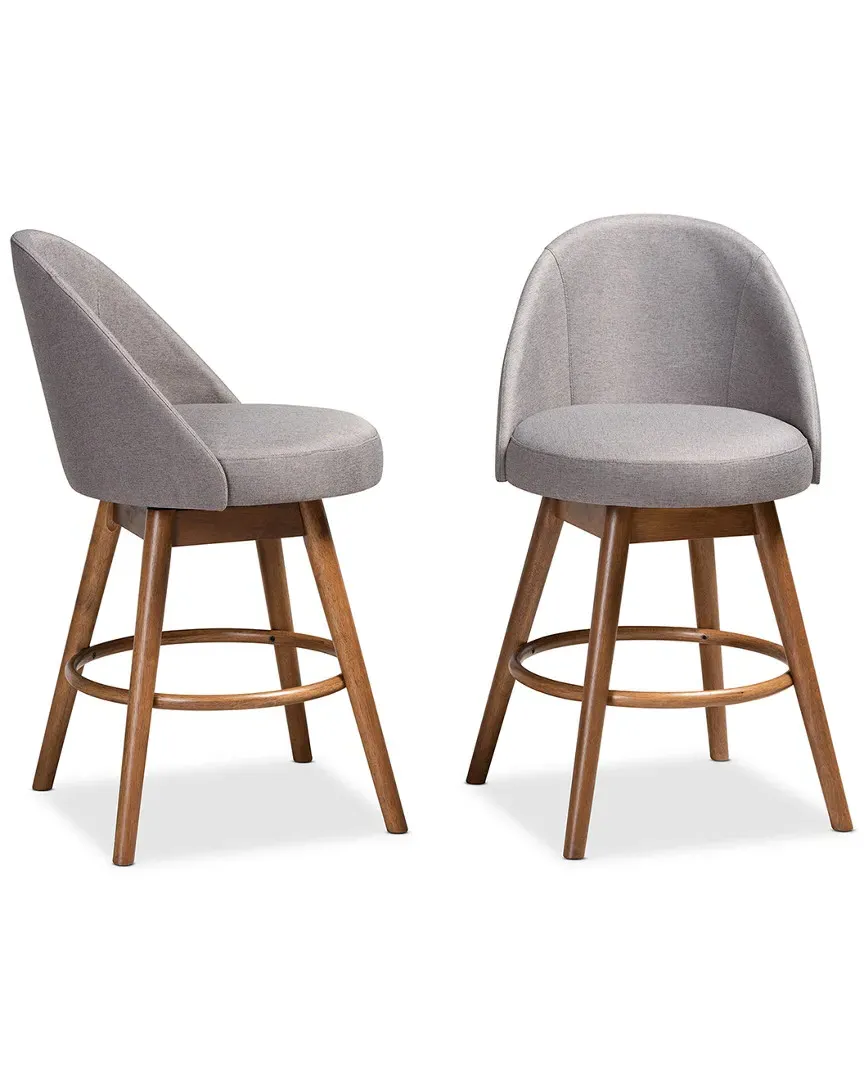 Carra Set of 2 Swivel Counter Stools - Gray, Rubberwood