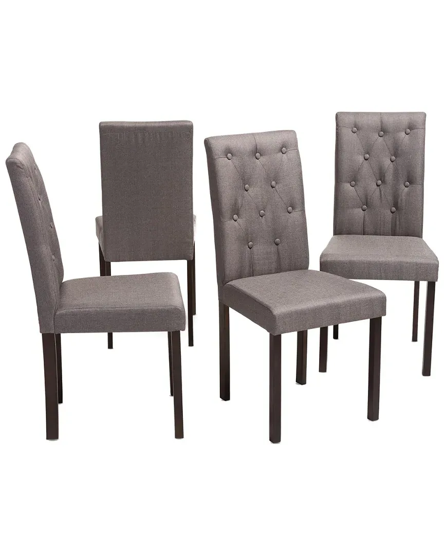 Gardner Set of 4 Dining Chairs - Grey, Rubber Wood