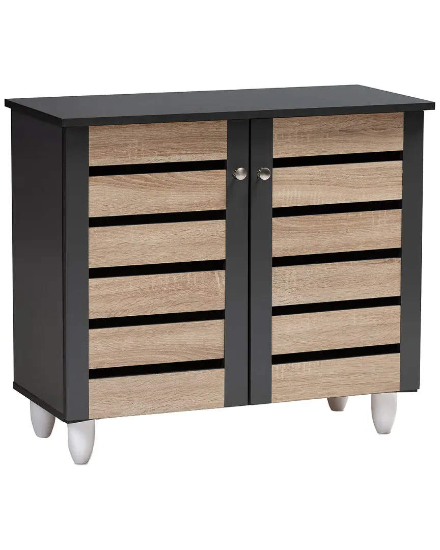 Gisela 2-Door Shoe Storage Cabinet - Oak, Particle Board