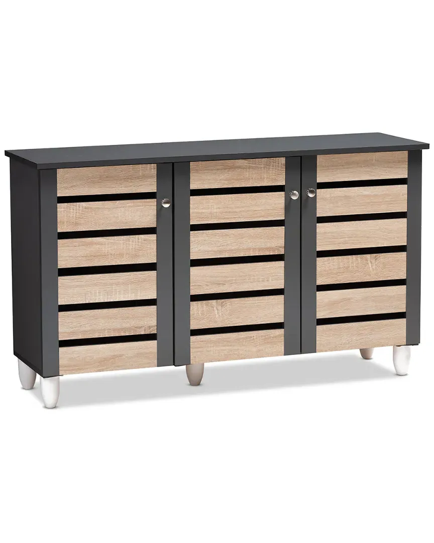 Gisela 3-Door Shoe Storage Cabinet - Oak, Particle Board