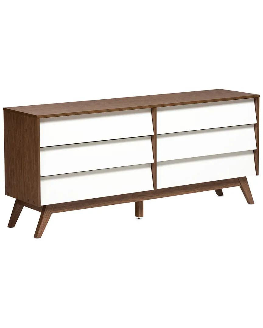 Hildon 6-Drawer Storage Dresser - White, Walnut