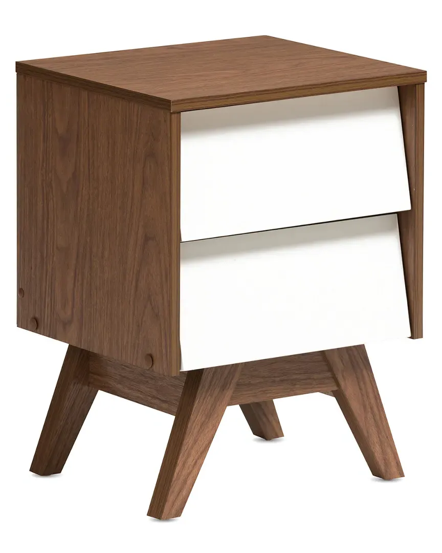 Hildon Storage Nightstand with Drawers - White, Walnut image