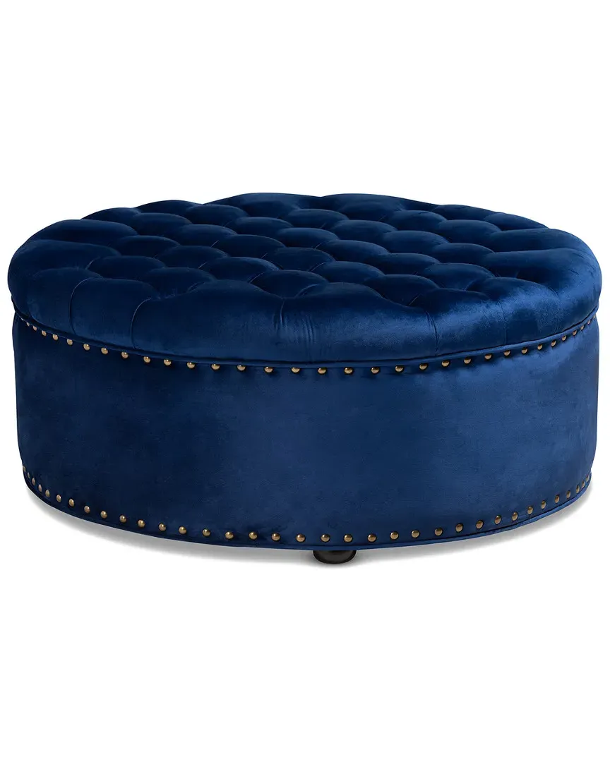 Iglehart Tufted Cocktail Ottoman - Royal Blue, Velvet image