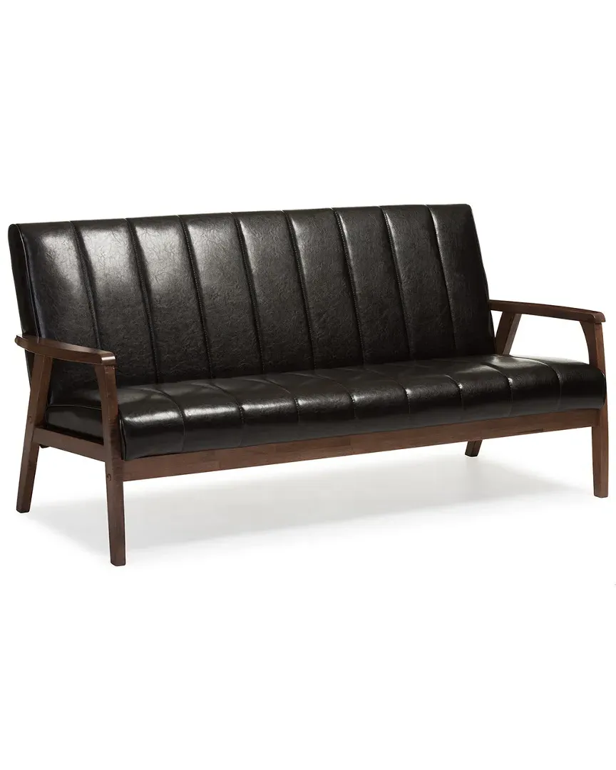 Nikko 3-Seat Sofa - Brown, Faux Leather image