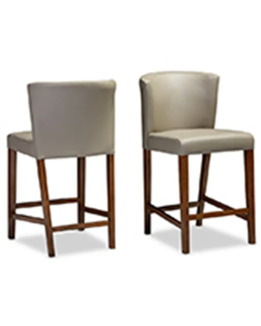 Olivia Pub Stool - Walnut Dark Brown, Faux Leather image