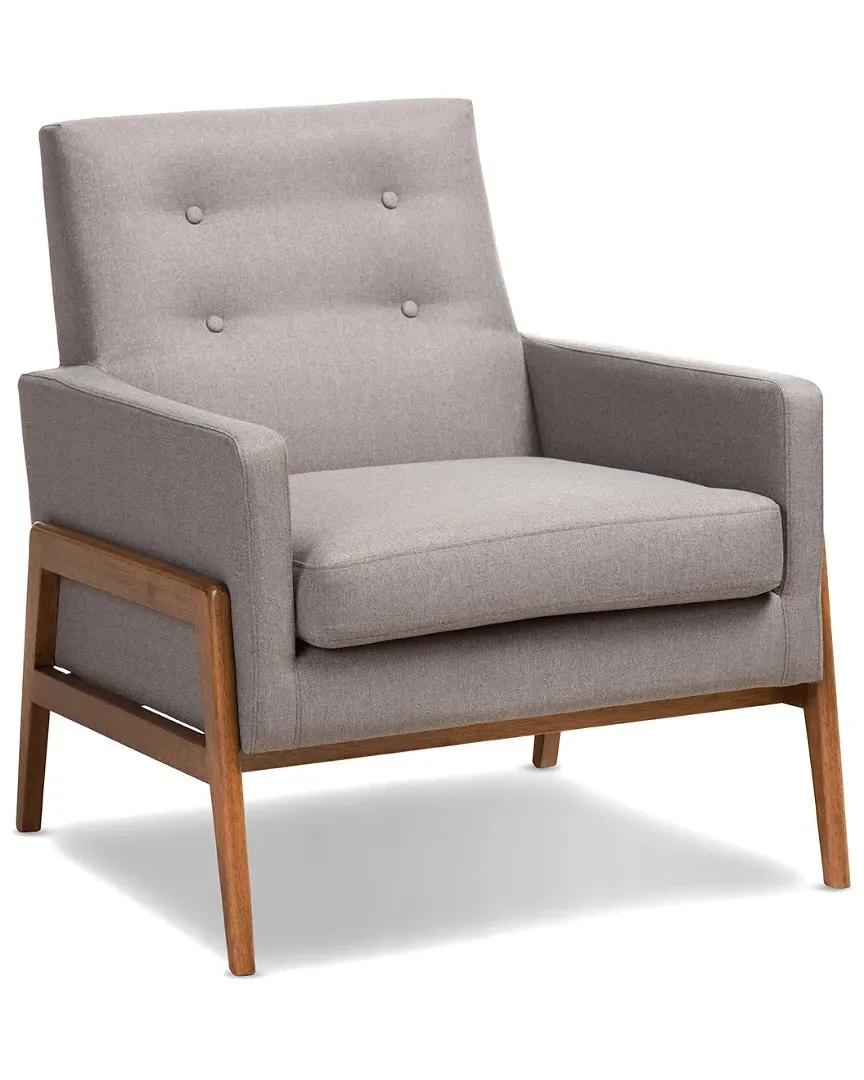 Perris Lounge Chair - Grey, Rubberwood