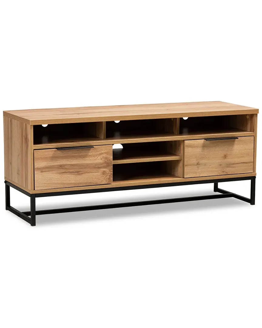 Reid Industrial 2-Drawer TV Stand - Oak, Metal image