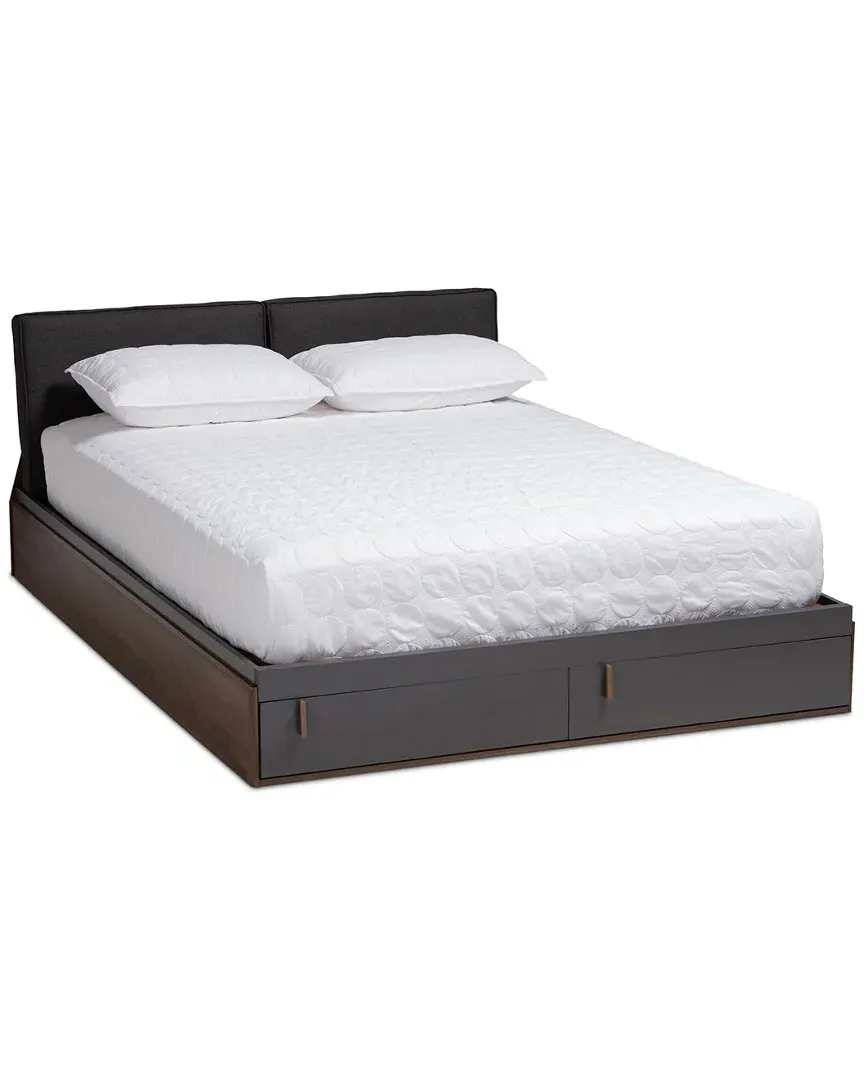 Rikke Wood Platform Storage Bed - Grey, Walnut image