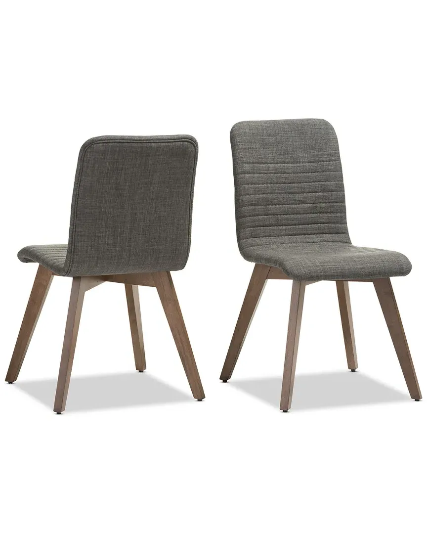 Sugar Set of 2 Dining Chairs - Dark Grey, Rubber Wood