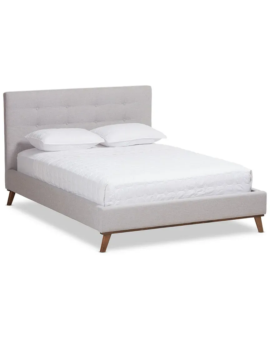 Valencia Full Platform Bed - Greyish Beige, Fabric
