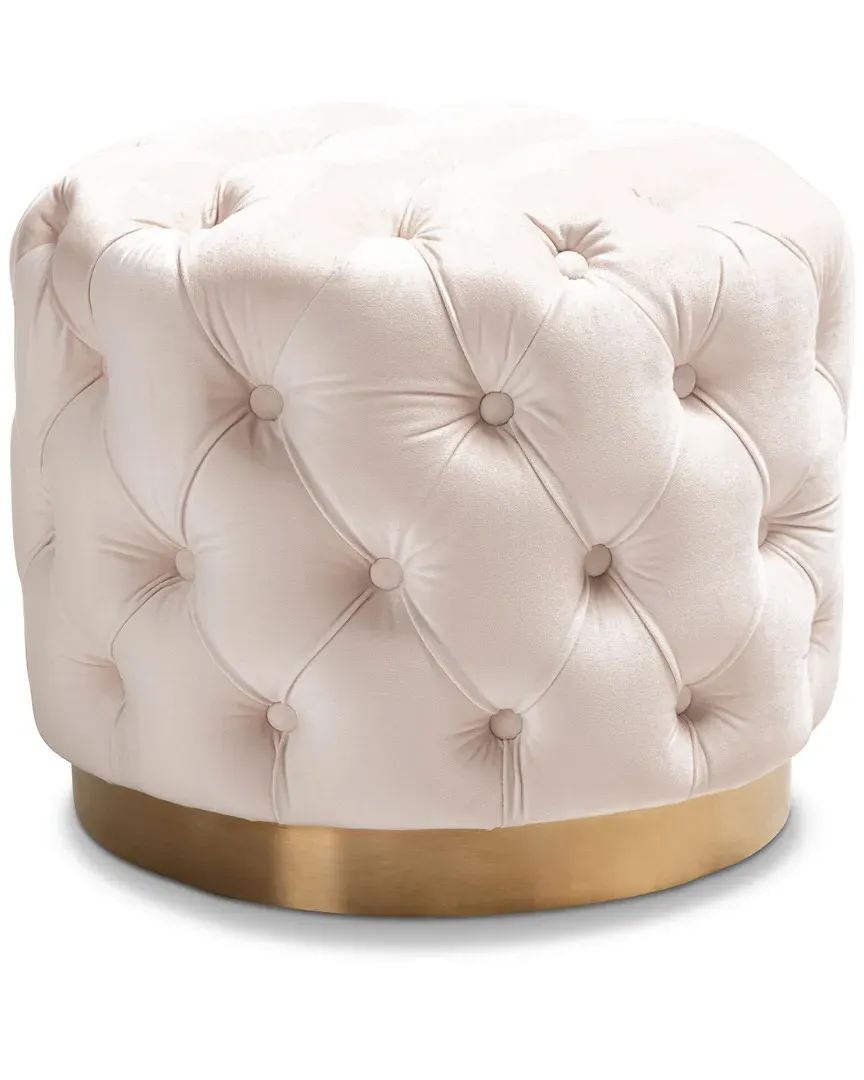 Valeria Ottoman - Light Beige, Velvet
