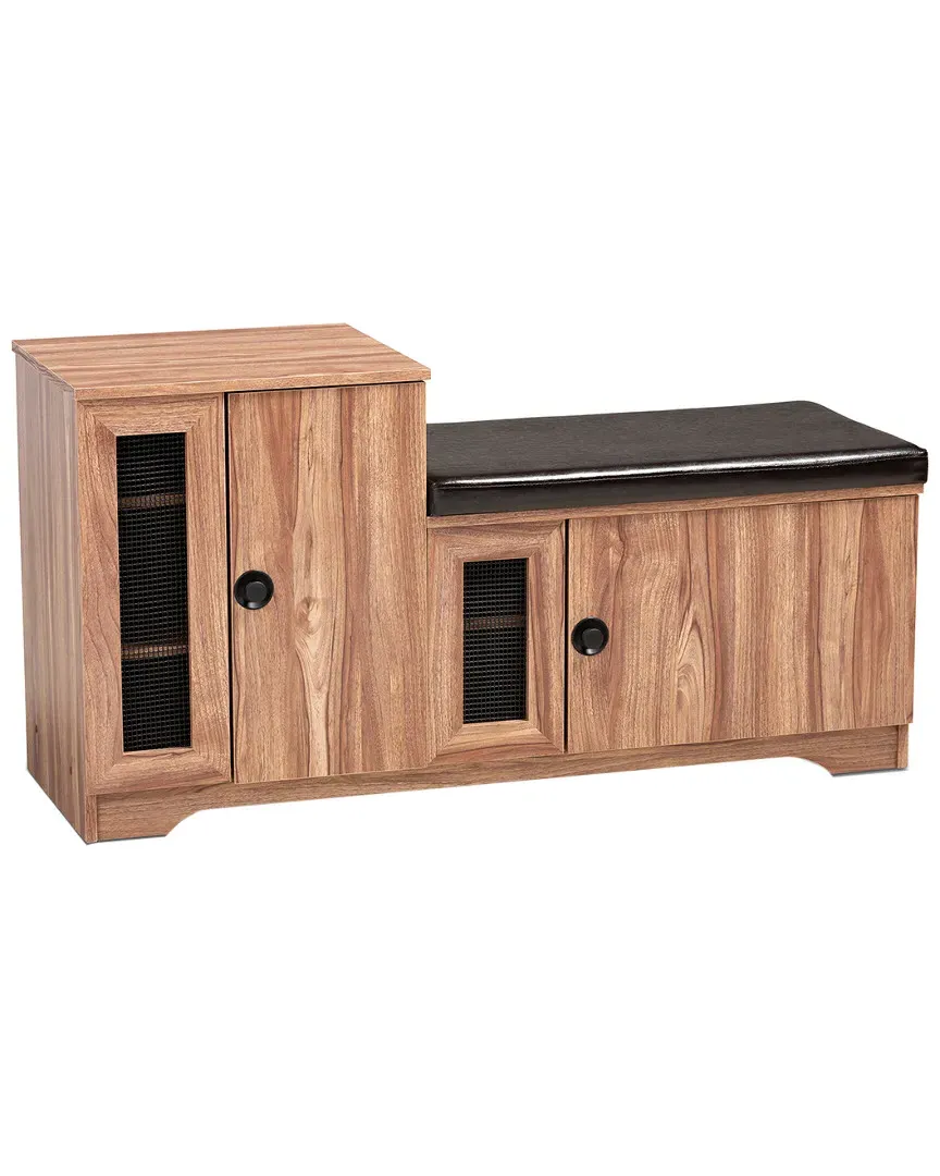 Valina 2-Door Shoe Storage Bench - Dark Brown, Oak image