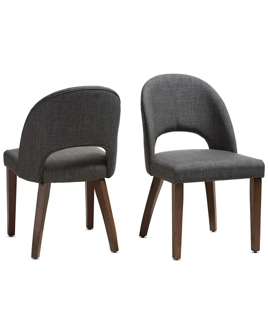 Wesley Set of 2 Dining Chairs - Dark Grey, Rubber Wood