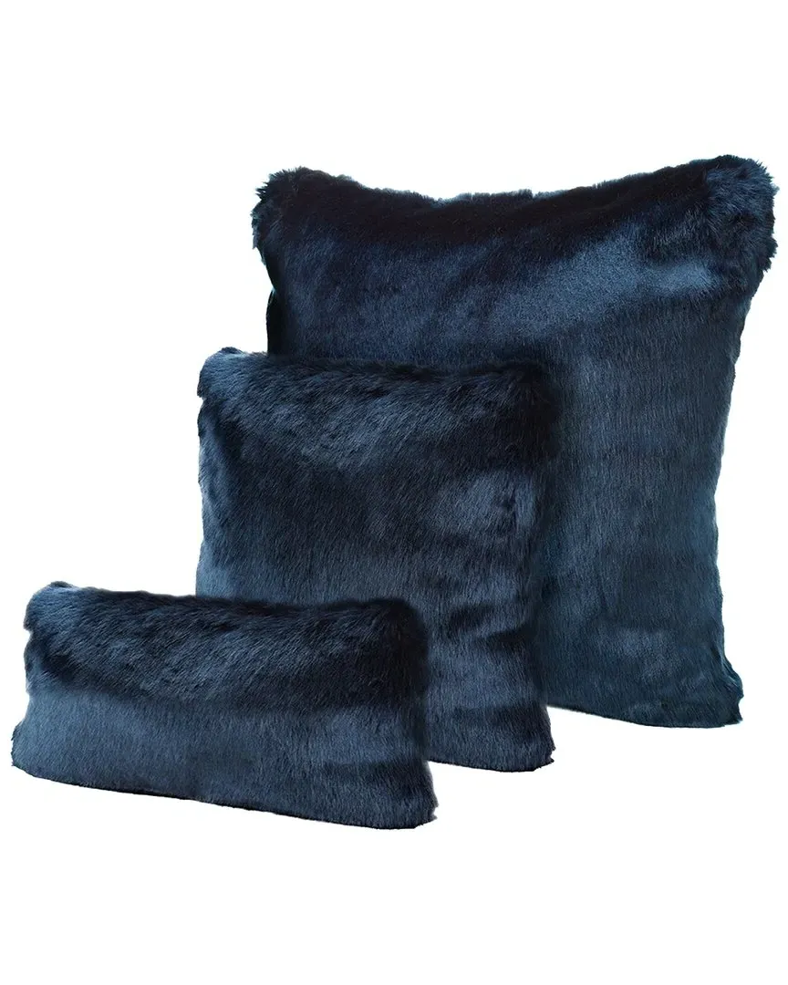 Faux-Mink Pillow - Steel Blue image