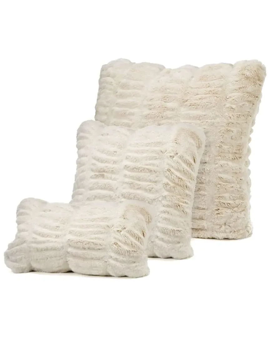 Faux-Mink Pillow with Ruching - Ivory