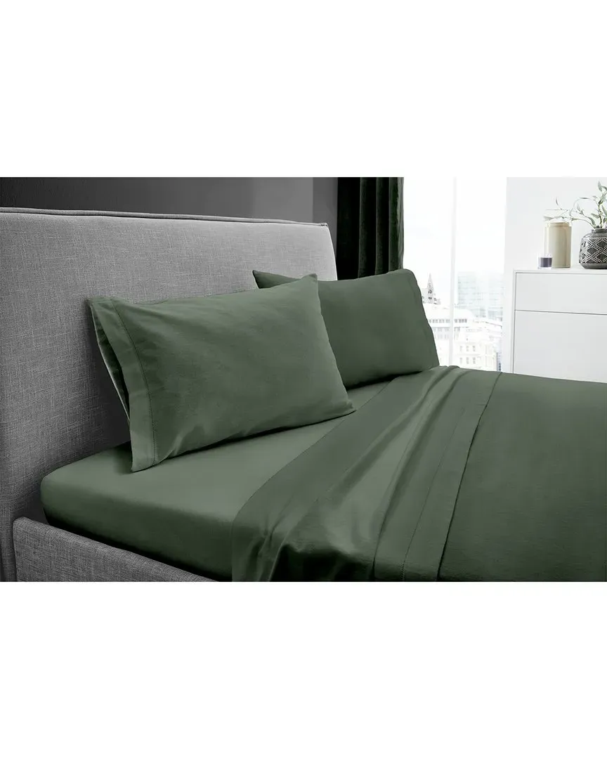 250 Thread Count German Flannel Hemstitch Sheet Set - Green
