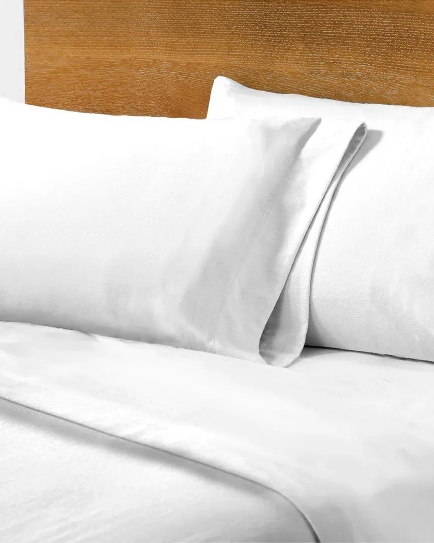 250tc German Flannel Hemstitch Pillowcase Set - White, Cotton image