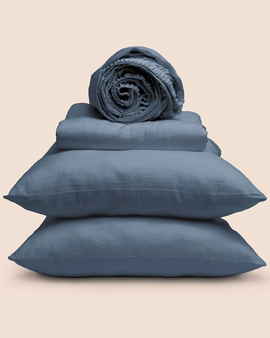 PureCare Linen-Blend Sheet Set - Blue image
