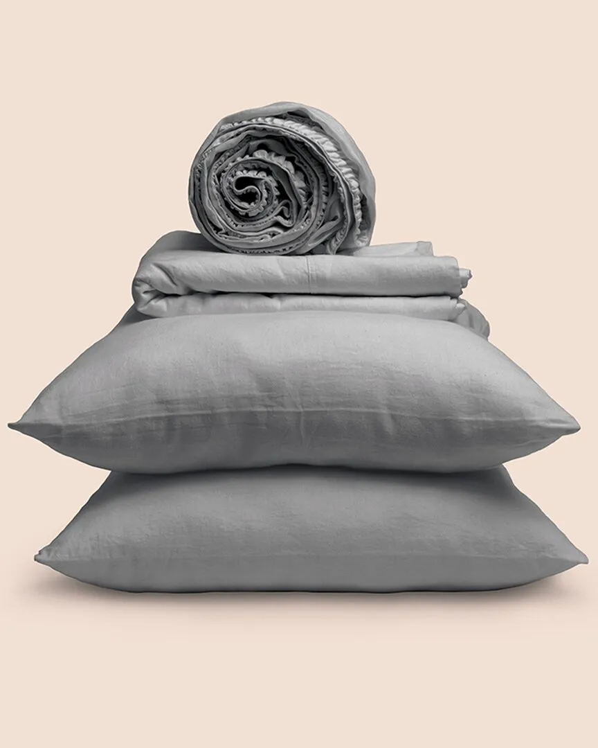 PureCare Linen-Blend Sheet Set - Stone Gray