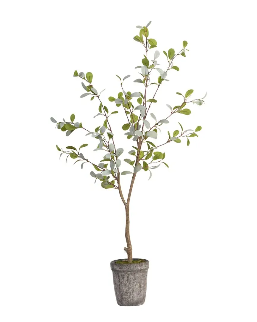 48in Tree in Round Stone Planter - Green image