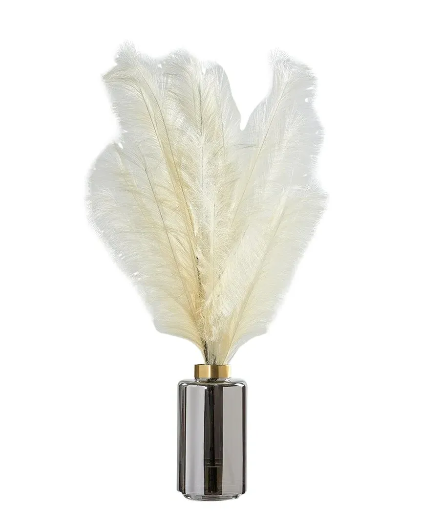D&W Silks Large Plume Grass Arrangement - Cream, Glass image