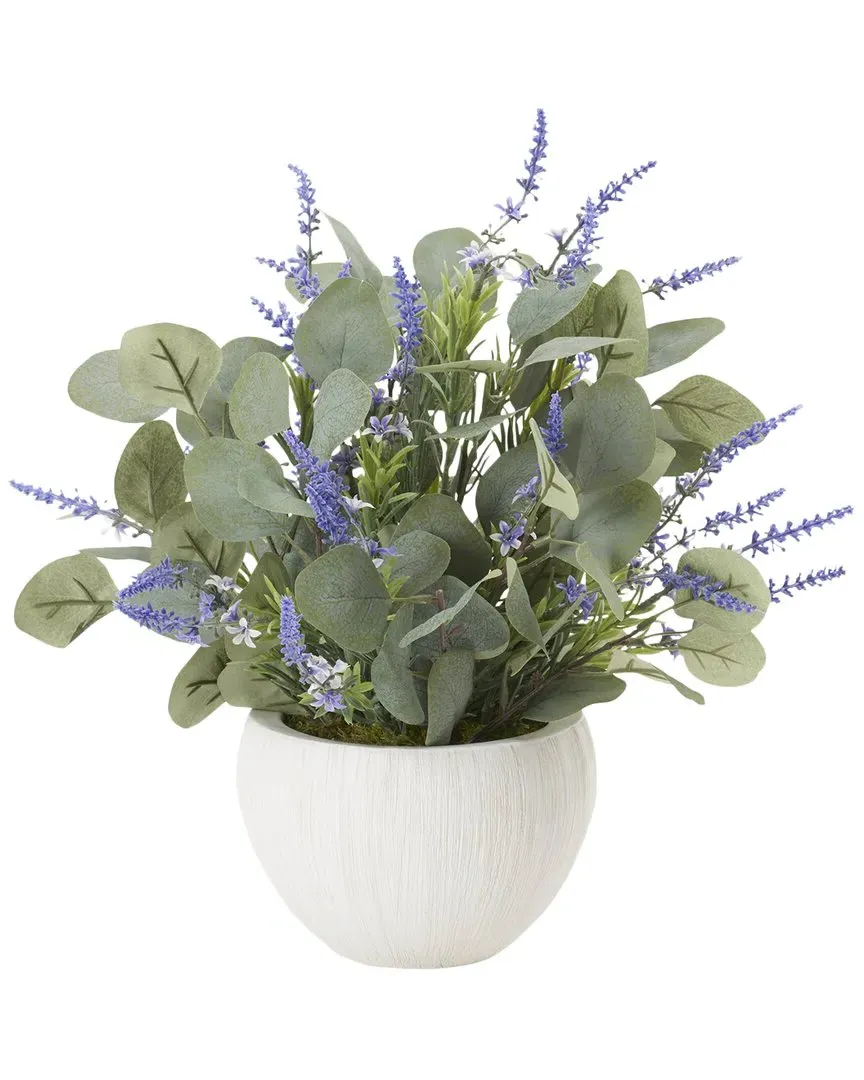 Ezra Small Bowl with Lavender Eucalyptus - White, Ceramic image