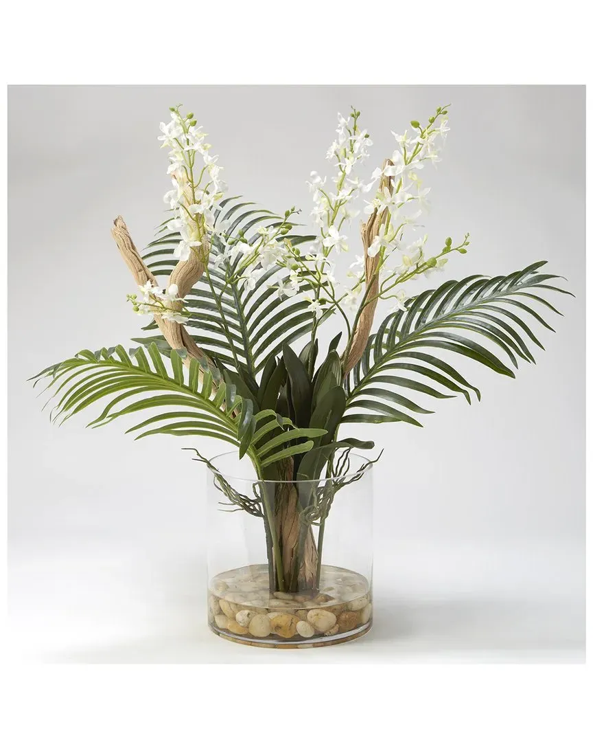 Large Ghostwood Branch with Orchids Arrangement - Glass Dish image
