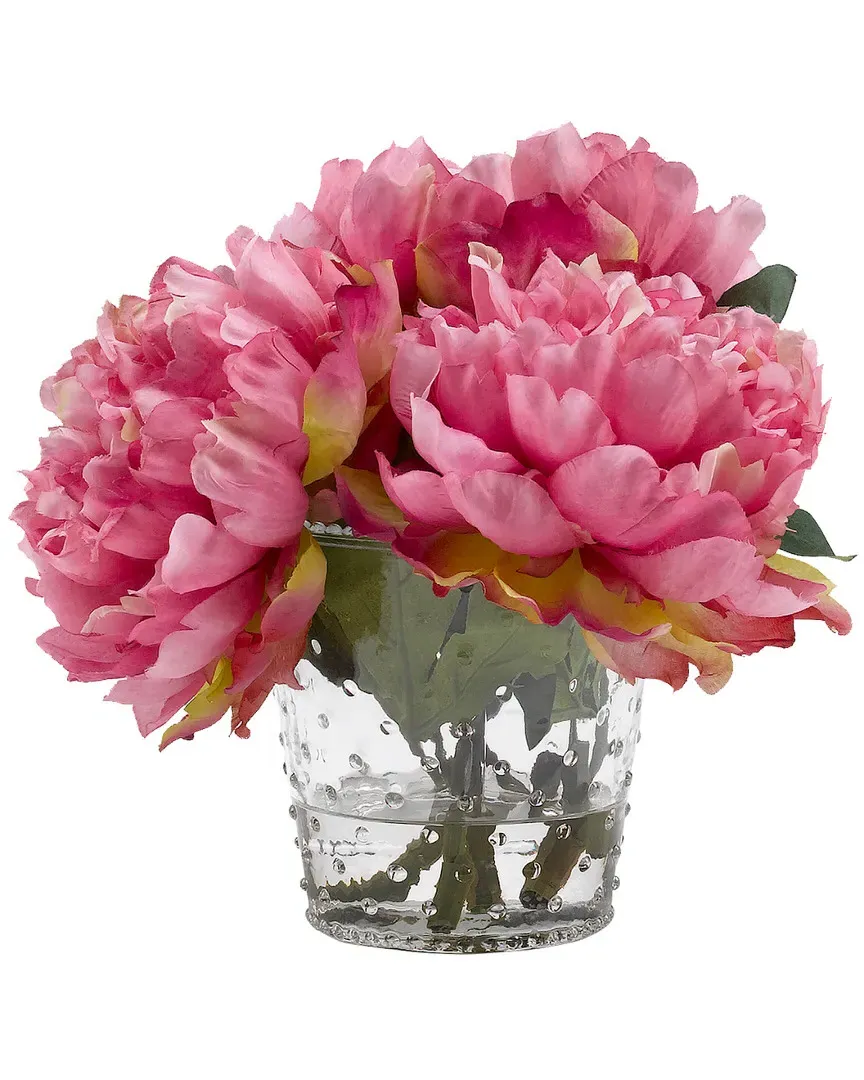 Pink Peonies in Glass Vase - Pink