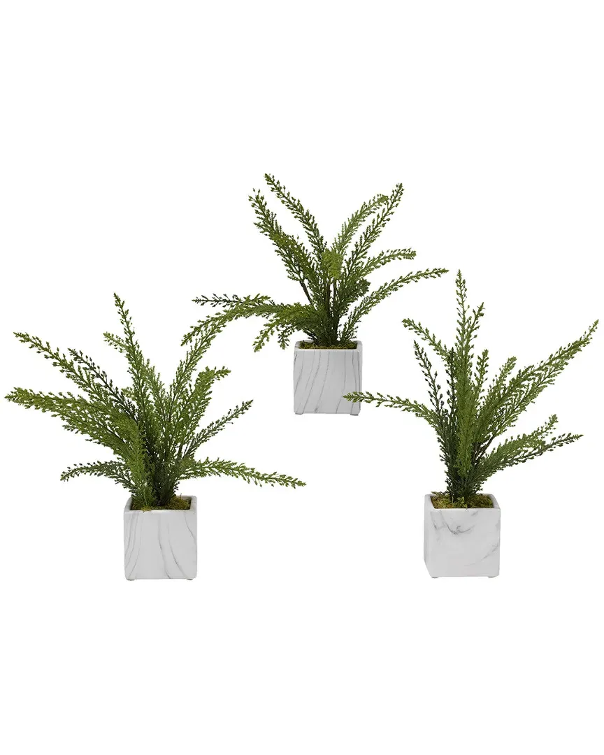 Set of 3 Heather Fern Ceramic Cubes - White, Ceramic image