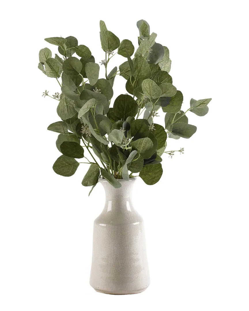 Silver Dollar Eucalyptus in Ceramic Bottle - Green, Ceramic image