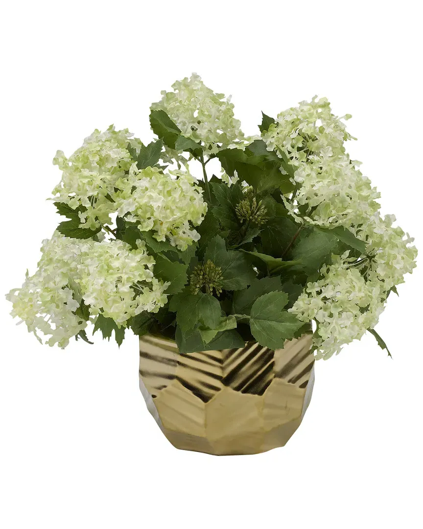 Snowball Branch in Ceramic Bowl - Cream/Green, Gold image