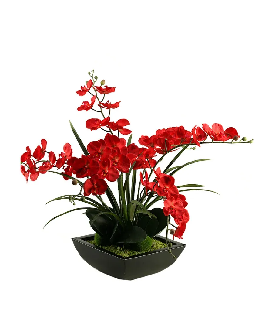 Square Orchid Planter - Deep Red, Metal image